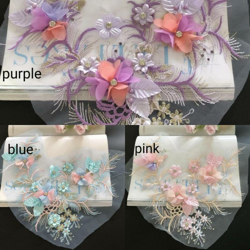 lace bordir bunga sifon 3d import,aplikasi bordit