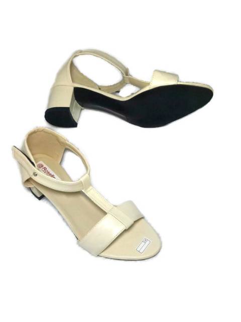 A06 Sepatu Wanita High Heels Tahu T Hitam Dan Cream