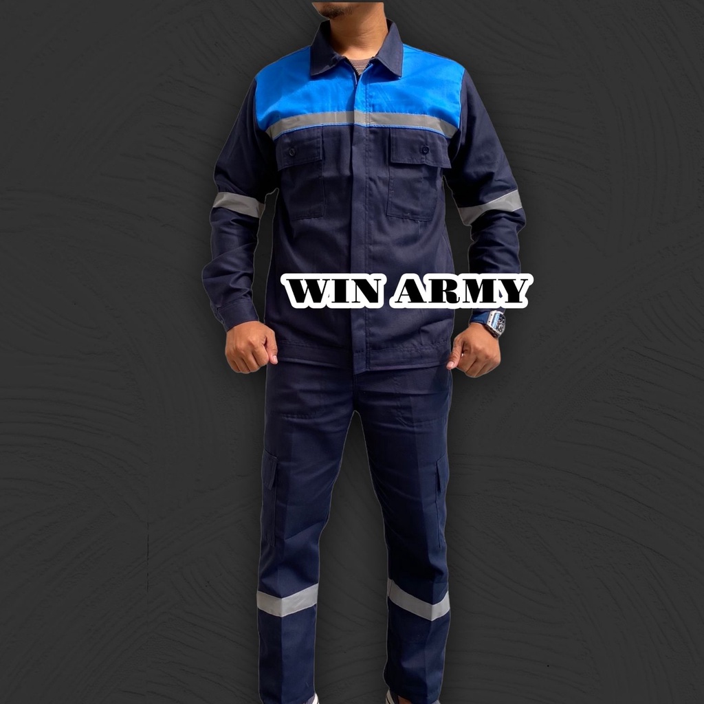 Seragam Safety Tangan Panjang Kombinasi - Seragam Proyek - Seragam Lapangan Skotlet - Wearpack Atasan - Katelpak Atasan Panjang
