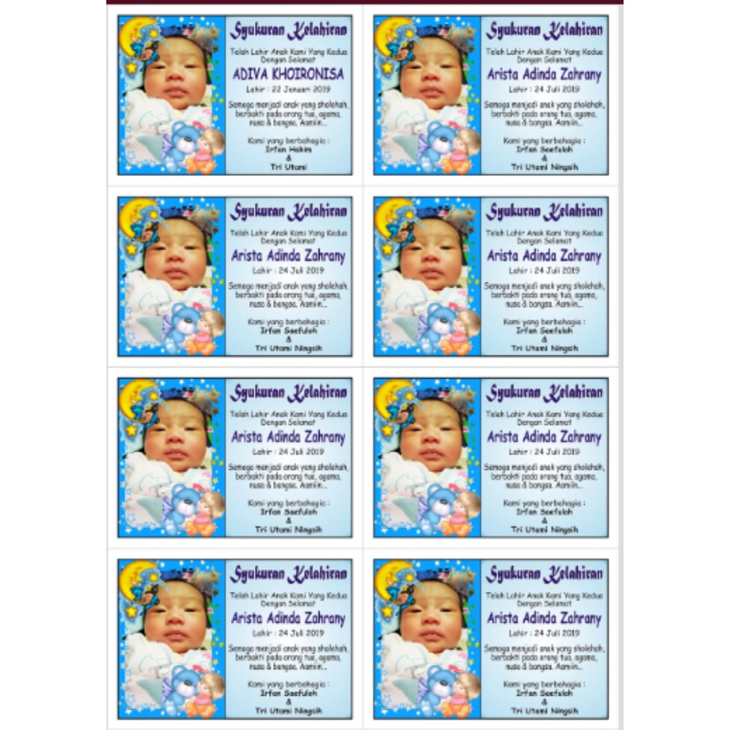 

Sticker Label Syukuran Kelahiran Anak Kertas Glossy