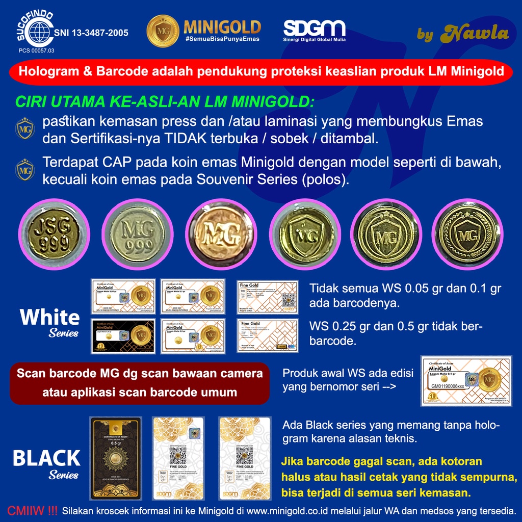 Minigold 0.25 gram WHITE Series Emas Murni Logam Mulia 24 Karat 0,25 gr