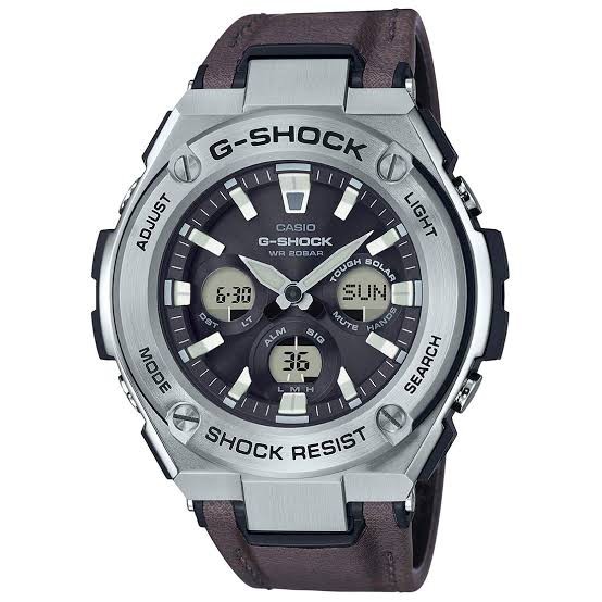 Jam Tangan Pria CASIO G-Shock GST S330L 1ADR Tali Kulit Analog Original