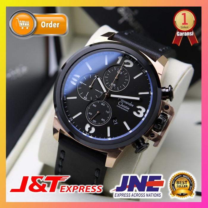 JAM TANGAN ALEXANDRE CHRISTIE ALEXANDER CHRISTIE PRIA COWOK ORIGINAL ORI BRANDED AC 6280 BLACK ROSE