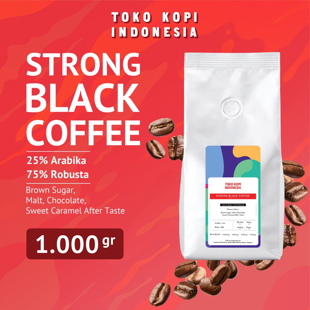 

Biji Bubuk Kopi Espresso Blend Strong Black Coffee Beans Kopdar 1Kg