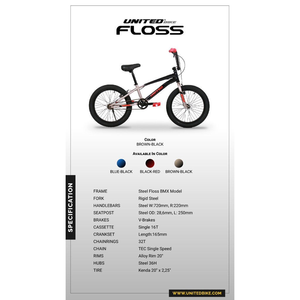 Gojek/Grab Instan Sepeda Anak Remaja BMX 20 Inch United Floss Garansi SNI Kredit Cicilan COD-3
