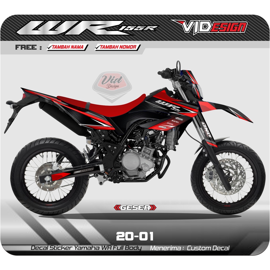 Sticker Decal Yamaha Wr 155 Dekal Wr 155 Merah Supermoto Hologram Super Glossy 2021