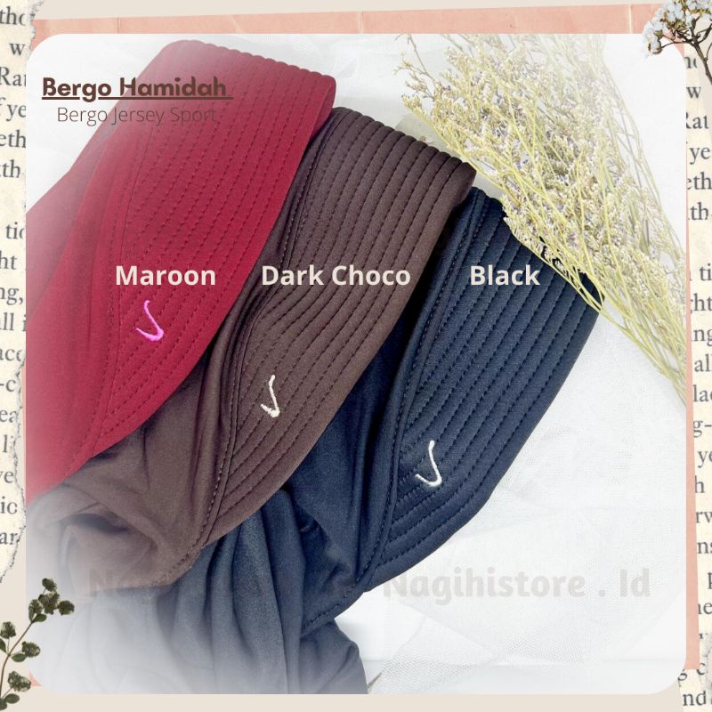 ✨NAGIHI✨ Bergo Hamidah / Bergo Jersey menutup dada / Hijab jersey