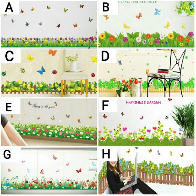 RELIZA WALL STICKER / STIKER DINDING RUMPUT PAGAR BUNGA