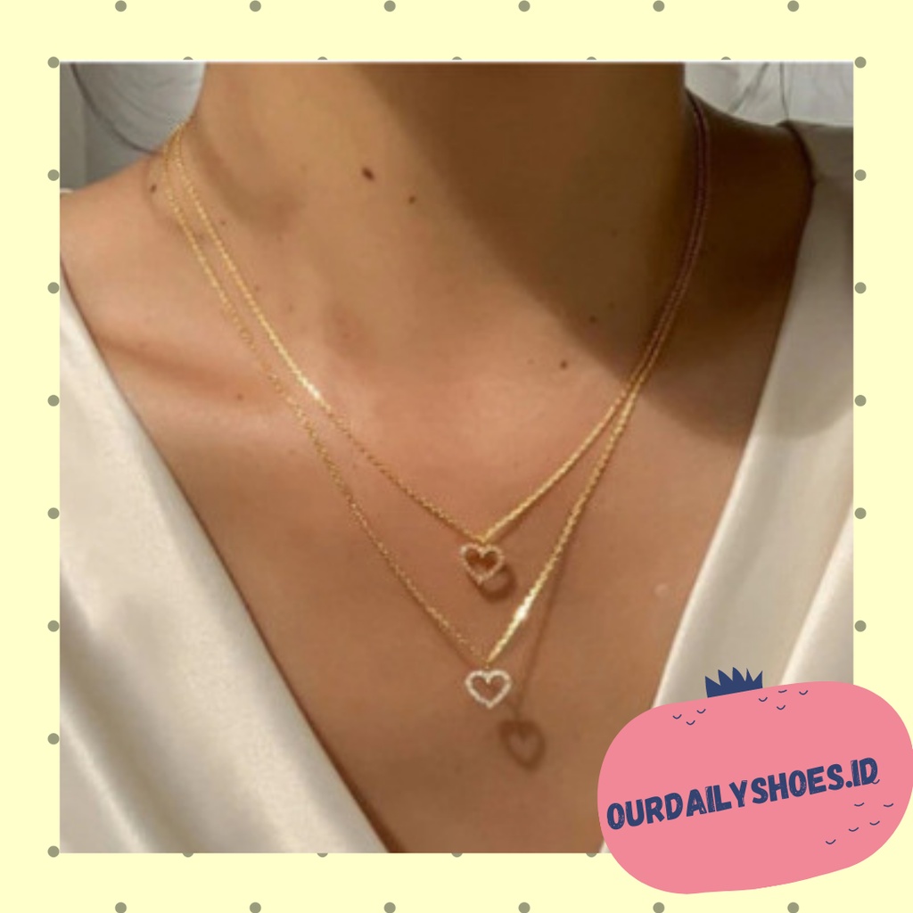 ★ODS★ K26 Kalung 2 Bandul Untuk Wanita / Kalung Liontin Love Korean Fashion Wanita Import