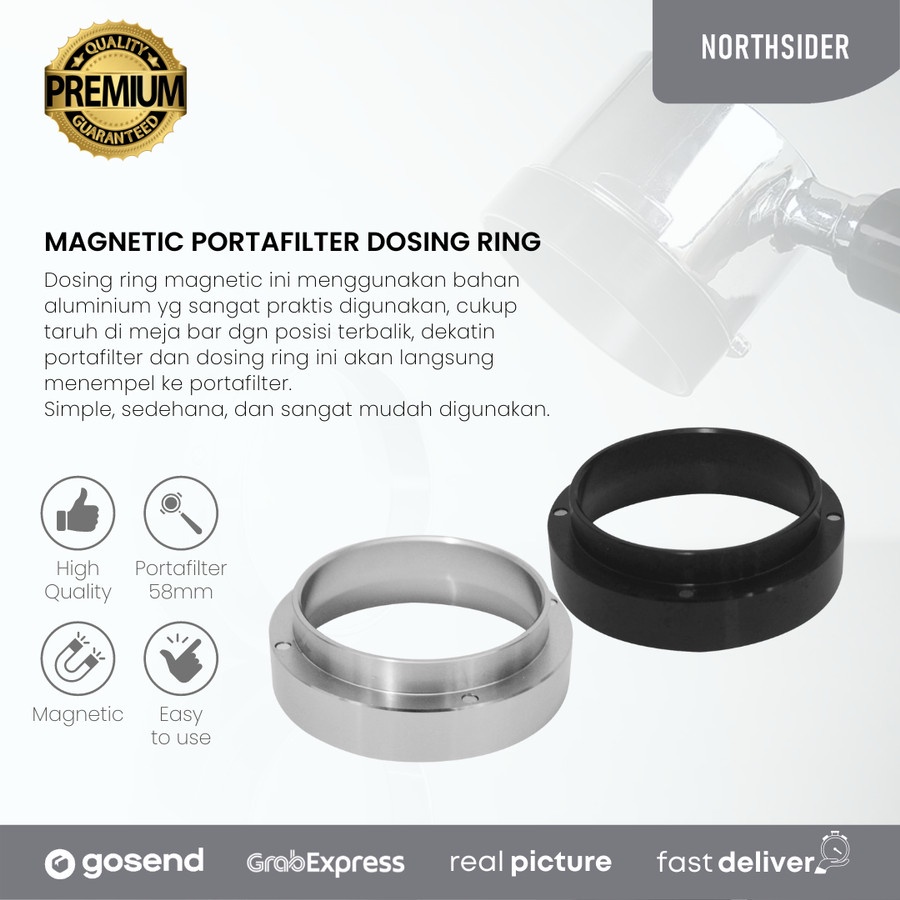 DOSING RING 58MM MAGNETIC ALUMINIUM - PORTAFILTER FUNNEL KOPI ESPRESSO