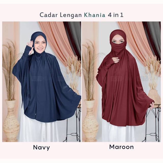 Khimar Syar’i Cadar Lengan Khania 4in1