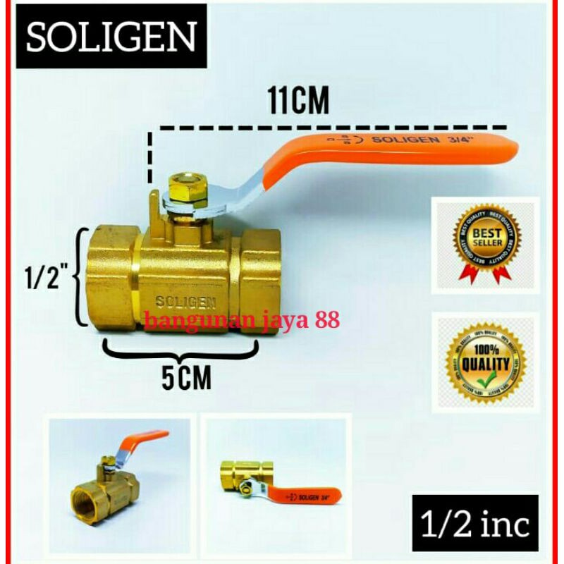 STOP KRAN KUNINGAN 1/2 SOLIGEN/BALLVALVE KUNINGAN SOLIGEN
