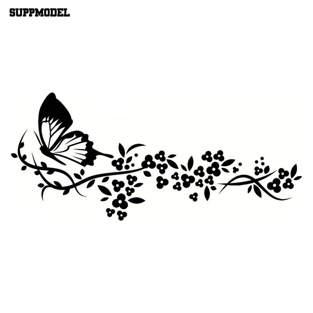 Stiker Dinding dengan Bahan Mudah Dilepas dan Gambar Kupu-Kupu / Bunga untuk Dekorasi Rumah