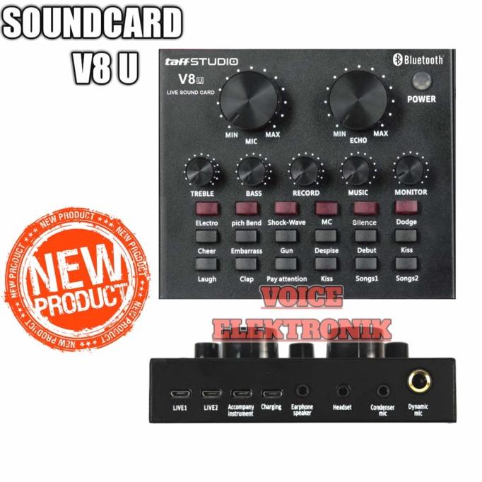 Soundcard Taffstudio V8 Bluetooth Cocok Buat live bigo - Hitam