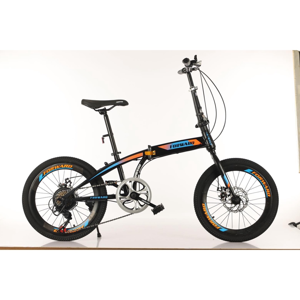 Sepeda Lipat 20 inch Rem Cakram 7 Speed Forward Murah-BLACK BLUE