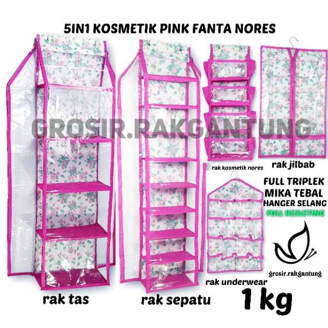 5 IN 1 PAKET RAK  GANTUNG  SET RAK  TAS RAK  SEPATU  GANTUNGAN 