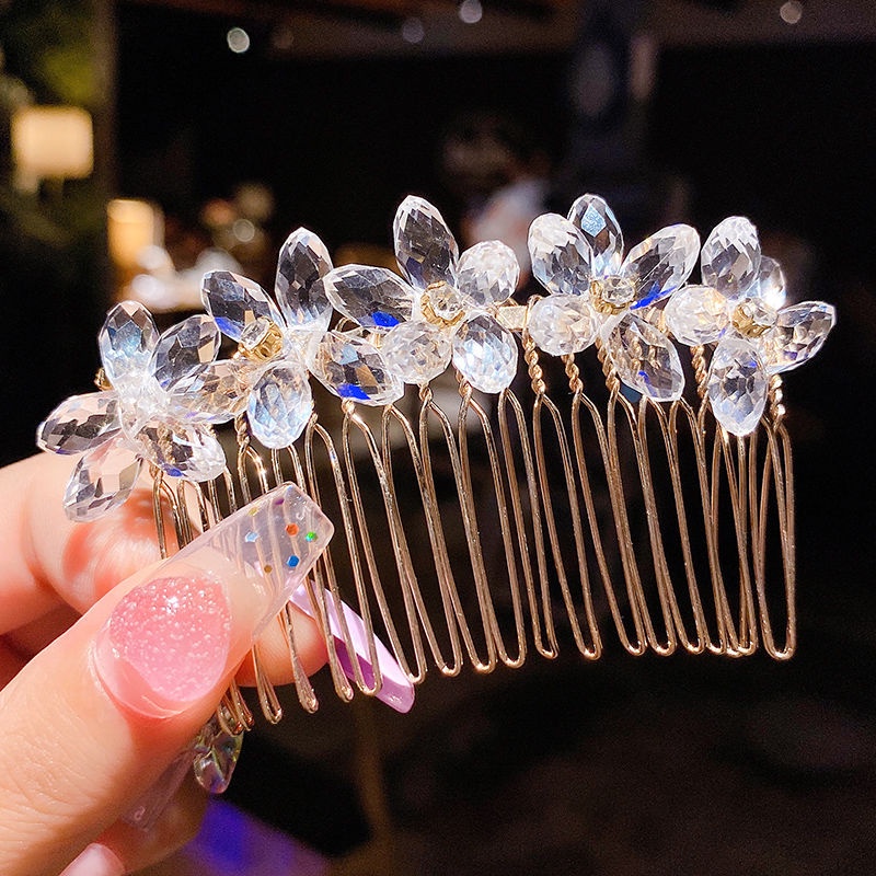 Sisir Sirkam Tiara Handmade Hias Mutiara Kristal Berlian Imitasi Gaya Korea Aksesoris Rambut Anak Perempuan