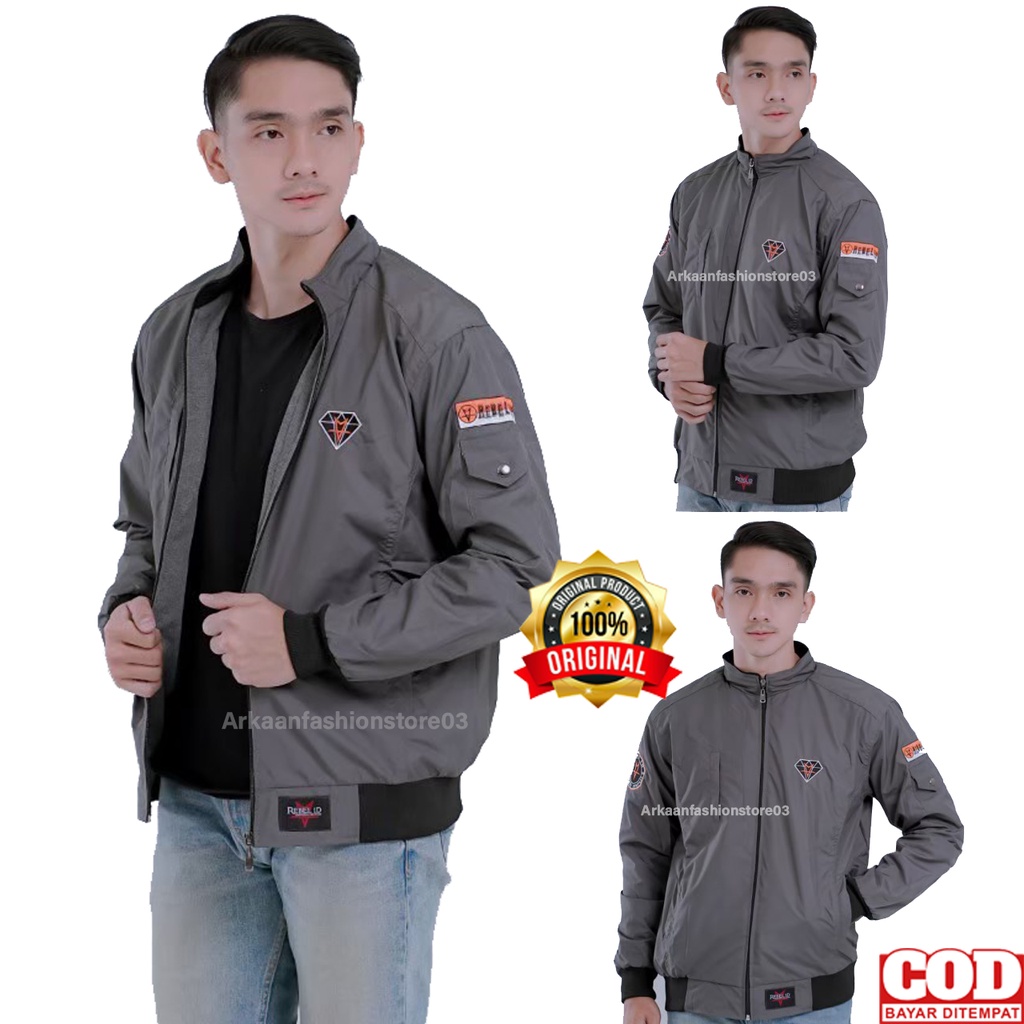 [BISA COD] AKN JAKET CASUAL PRIA DIAMOND Mat Taslan Anti Air Waterproof JN Full Bordir | Jaket Motor | Jaket Parasut Tebal