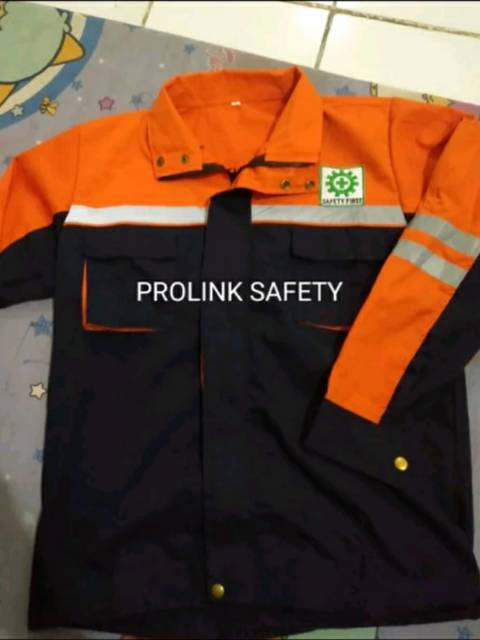 SERAGAM BAJU SAFETY SEMI JAKET DONGKER ORNAYE KAIN DRILL