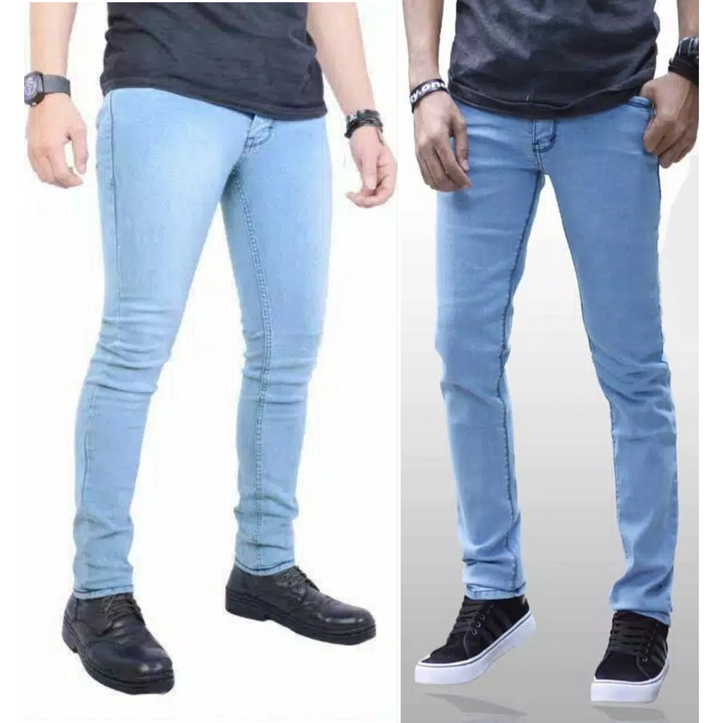 Plain Black Pekat Long Pants Jeans Celana Panjang Streetch Ngaret Karet Bagus Denin Melar