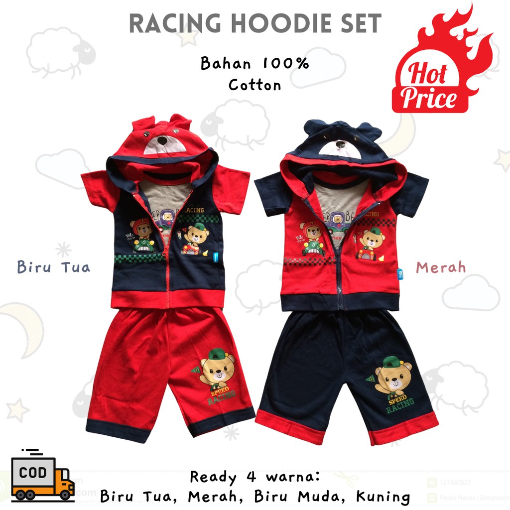 Setelan Himawari Racing Hoodie Set - Setelan Jaket Kaos Lengan Pendek Tebal Premium