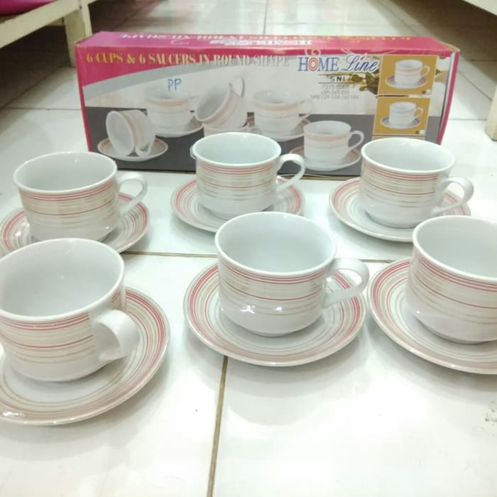 MM-1062 Cangkir Tatak Set / Gelas Set / Tea Set Keramik HOMELINE POLOS