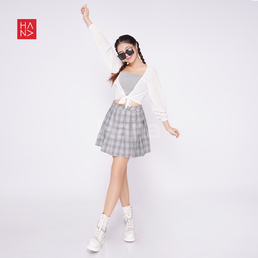 HanaFashion JKT - Elena Platted Tennis Skirt Rok Mini Wanita - SK041