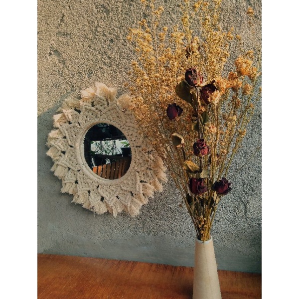 macrame mirror / cermin macrame / cermin aesthetic /cermin bulat