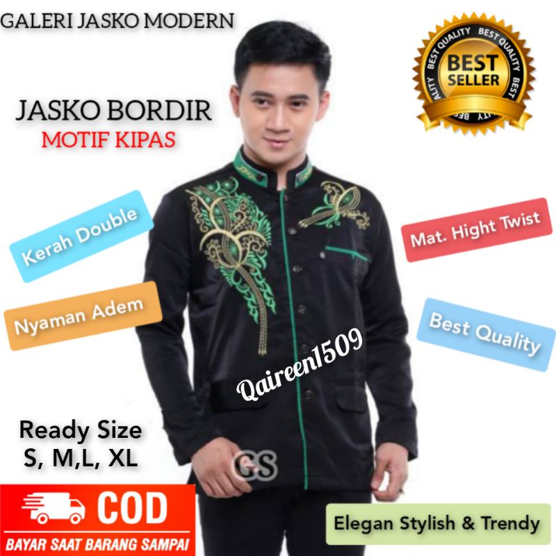 Jasko Hitam Bordir |  Baju Koko Bordir dewasa | Jas Koko Pria |  Koko dewasa | Jasko | Jas Koko man