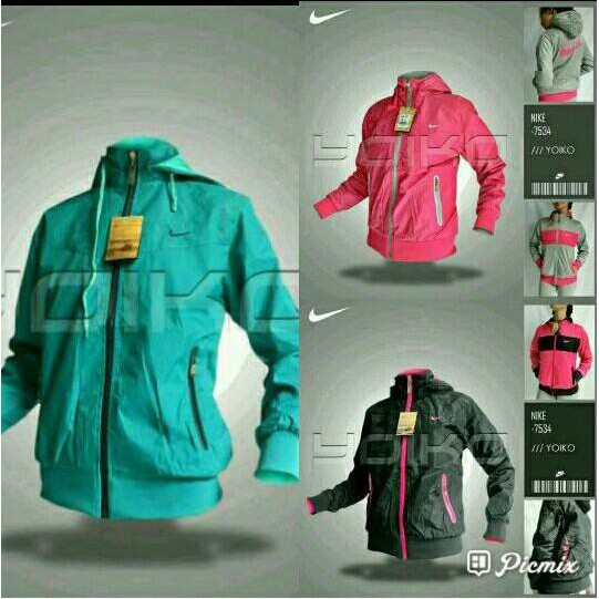 Cuci Gudang!! Jaket Nike Women 7534 Parasut Waterproof 2In1 Bolak Balik Import