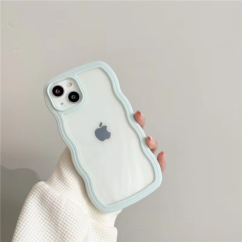 Case Tpu Transparan Frame Gelombang 2 in 1 Cover iPhone 13 13pro 13prm 11 7Plus 8Plus Xr xs 13 12pro xs max