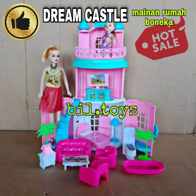 DREAM CASTLE MAINAN ANAK PEREMPUAN RUMAH BERBI LH4 + KUDA PONI / LH5 +BERBI