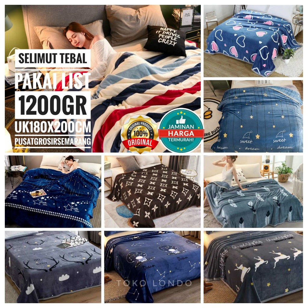 Selimut Dewasa Bulu Tebal Halus Lembut 1200gr uk 180x200 PAKAI LIST ANNA D&amp;Z Abstrak Awan Bintang Rusa Sapi Garis2 Kucing Hati2 Burberi channel lv Guci Cloud Stripes Cow Deer Star MURAH