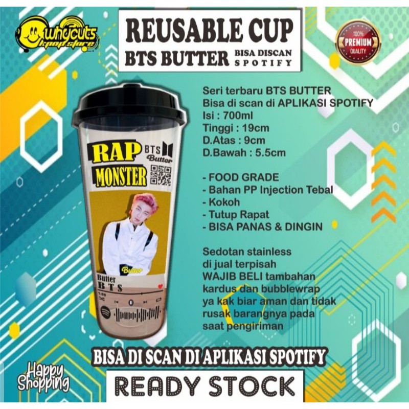 REUSABLE CUP BTS SCAN SPOTIFY NEW !! ( MHN BACA DESKRIPDI PRODUK )