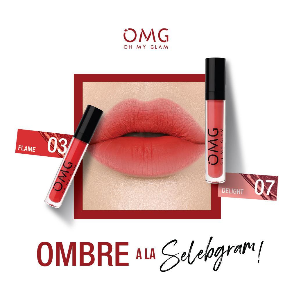 OMG OH MY GLAM Mattelast Lip Cream 2.9 g - Lip Cream Matte Dengan Warna Intense, Tahan Lama &amp; Ringan