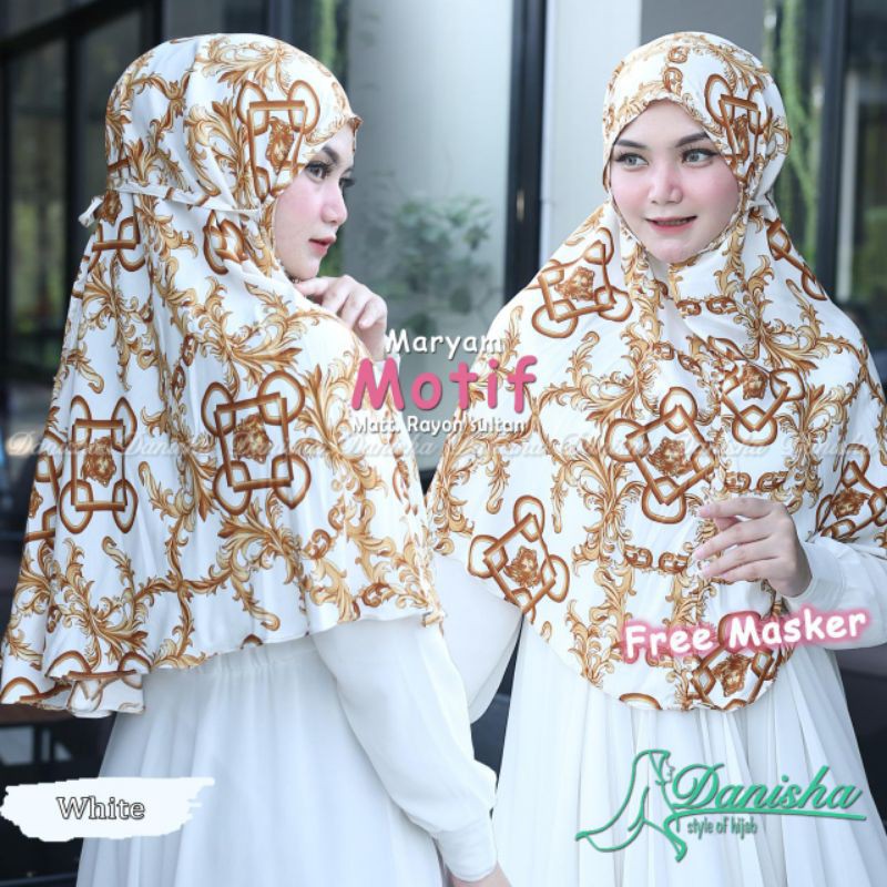 Jilbab Maryam Motif Free Masker Original Danisha Hijab