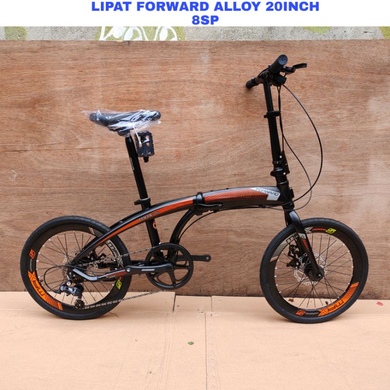 Sepeda Lipat Forward Max Pro Alloy 20Inch 8Sp New-Black Orange