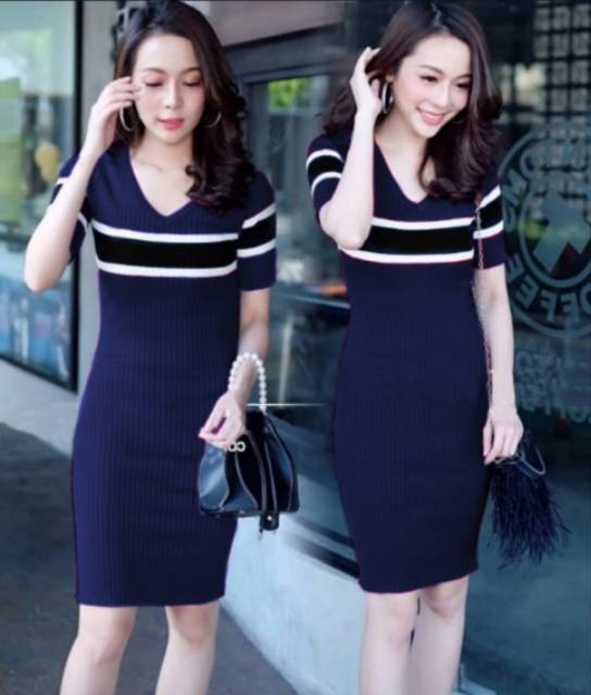 V DRESS SALUR BG9 / DRESS / TERUSAN / DRESS RAJUT WANITA KOREA / BODYCON / MURAH / BEST