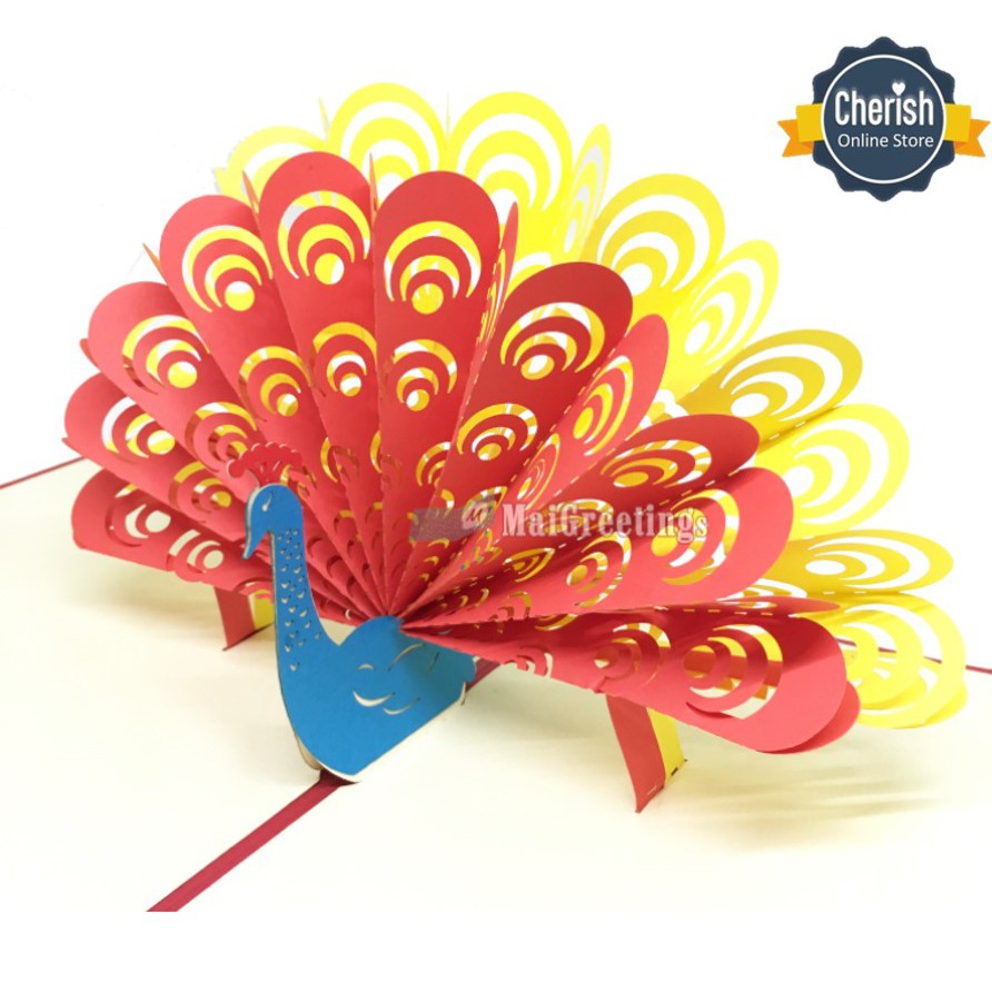 POP UP 3D CARD - Kartu Ucapan 3d PEACOCK - Greeting Card - K73