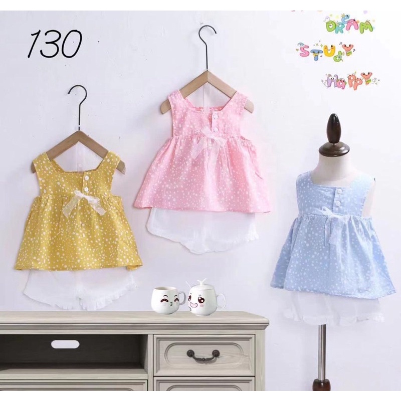 Setelan fashion import anak motif kotak / stl004 / celana karet premium buntung / set kaos rompi anak