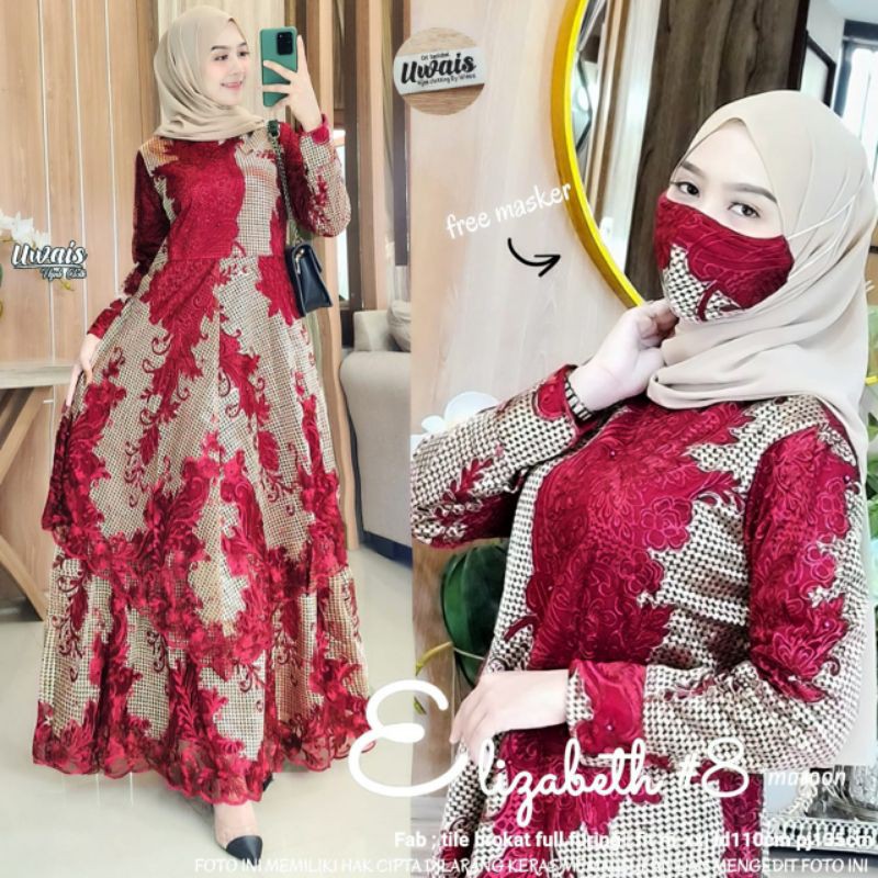 NEW //ELIZABETH 8 ORI BY UWAIS HIJAB CLOTH [FASHION MUSLIM] BAJU KONDANGAN//BAJU PESTA//GAMIS MUSLIM