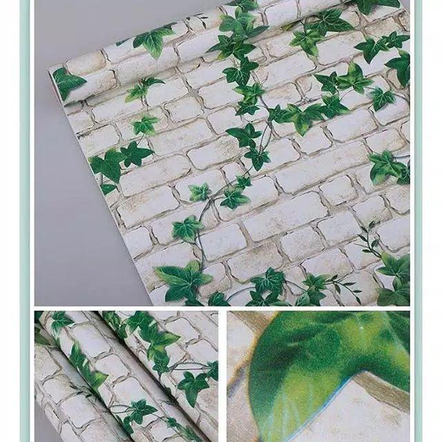 R018ls Wallpaper Sticker Ku - Batu Bata Daun Wallpaper Dinding