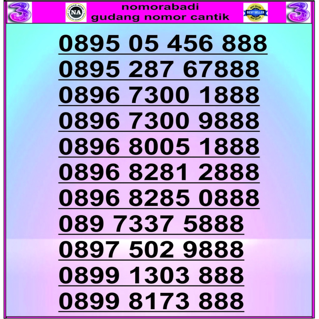 NOMOR CANTIK TRI 888 H250