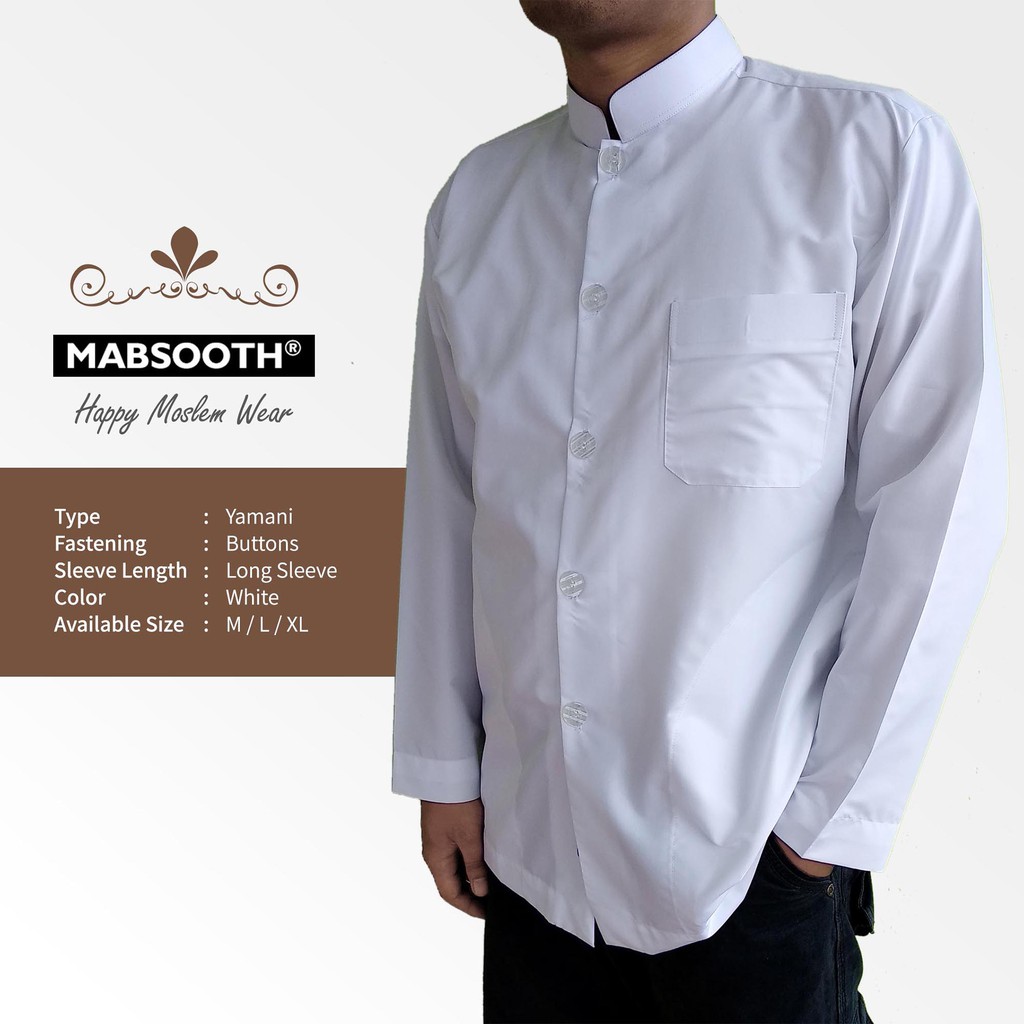 Baju Koko Putih Haibah Salaf Takwa Habib Habaib Yamani Lengan Panjang Mabsooth Original