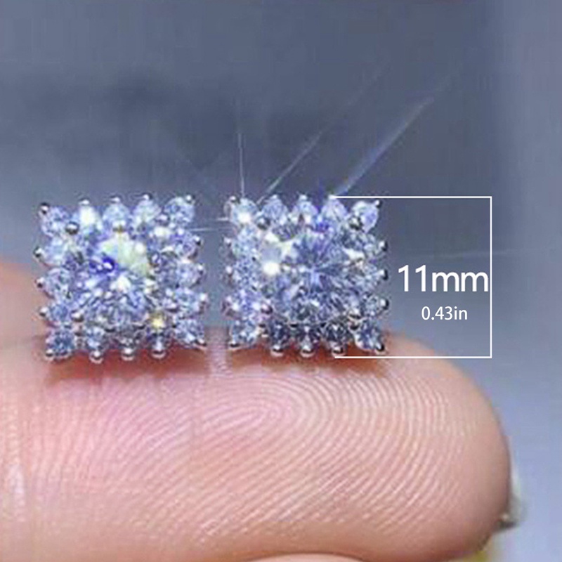 Anting Stud Cubic Zirconia Bentuk Persegi Untuk Wanita