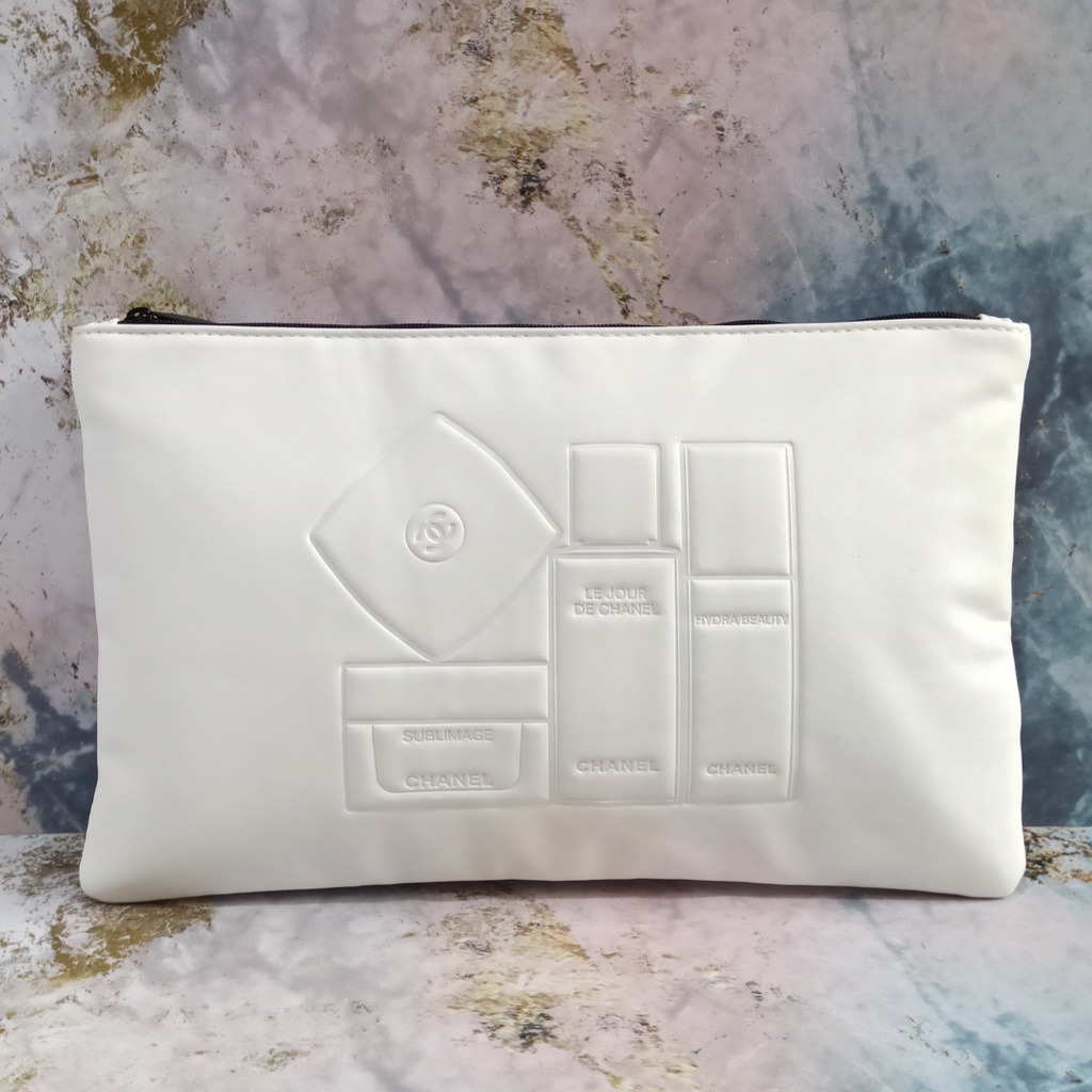 Chanel Skincare Makeup Kosmetik White Pouch ORIGINAL