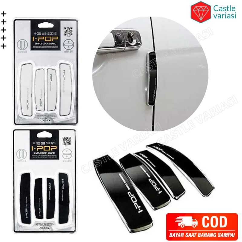 pengaman pintu mobil Door Guard Ipop / Pelindung Pintu Samping Mobil Chrome Hitam Silver Putih 4 pcs