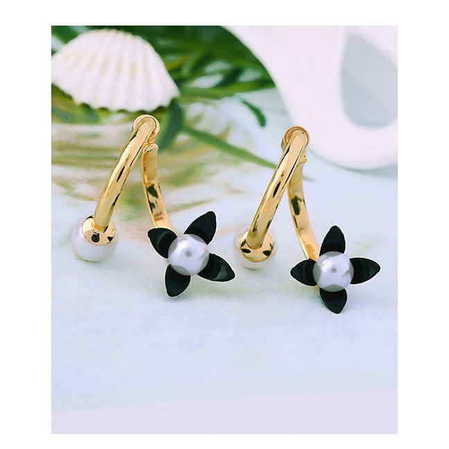 LRC Anting Tusuk Fashion Gold S925 Silver Needle Flower Earrings F76523