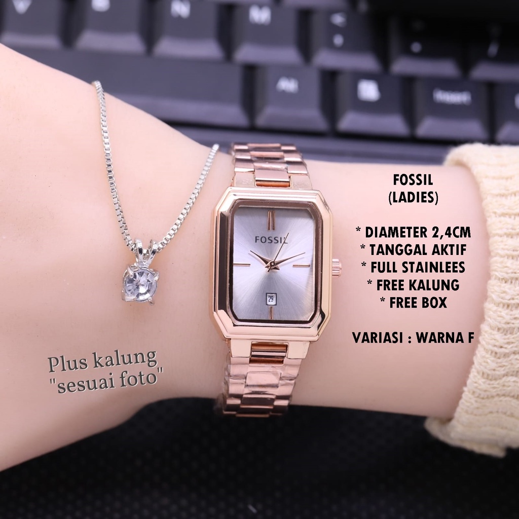 (BISA COD) JAM TANGAN FASHION RANTAI BODY SEGI TANGGAL AKTIF FREE KALUNG