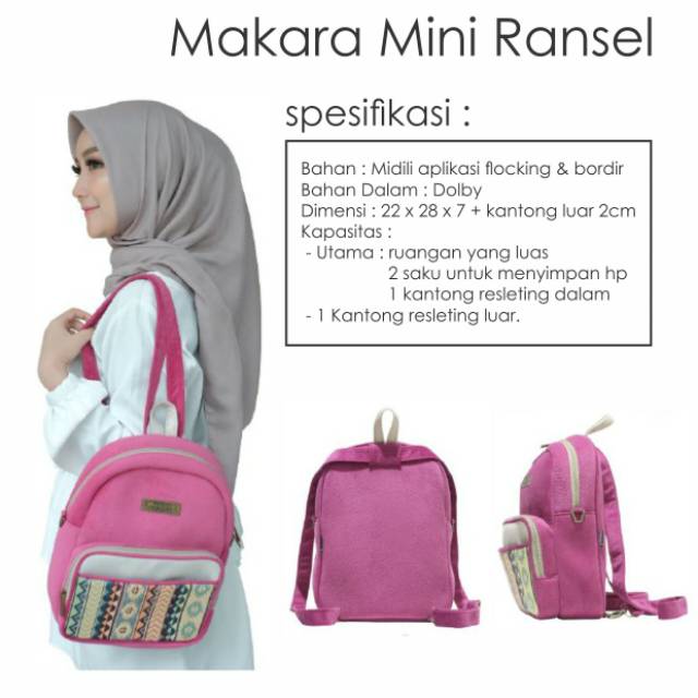 Mini Ransel/ Tas Ransel/ Ransel Wanita/ Ransel Backpack Wanita Makara